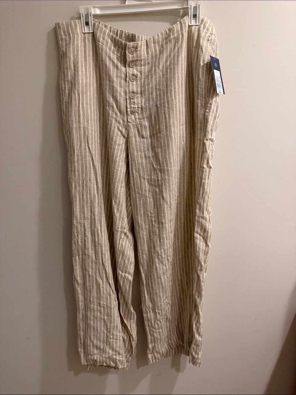 Universal Thread Beige Stripe Button-Front Chinos